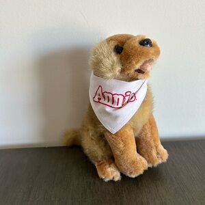 Annie Tan Plush Dog Toy with White Bandana